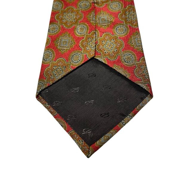 Vintage S.T. Dupont Paris Silk Tie Men Red Olive Green Made in France NWT - Picture 4 of 8